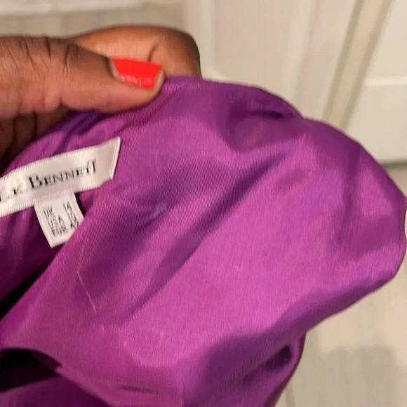 L.K. Bennett Silk Wool Purple Shift Sheath Dress - Picture 8 of 16